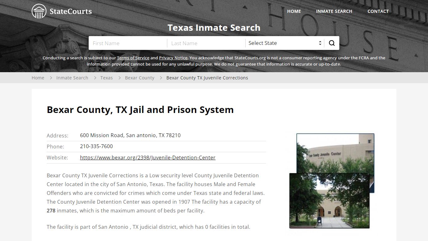 Bexar County TX Juvenile Corrections Inmate Records Search ...